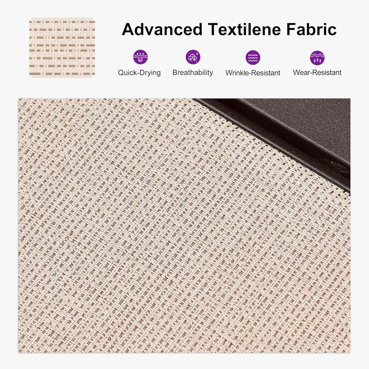 PURPLE LEAF Pool Lounge Chairs Set of 3 Aluminum Outdoor Lounge Chairs with Wheels and Armrests Adjustable Patio for Deck Outside Lawn Garden, Cream