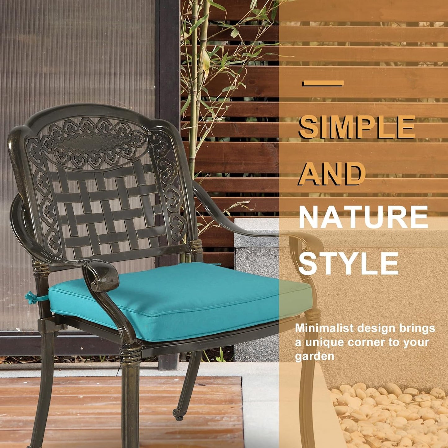 3-Piece Outdoor Patio Dining Set, All-Weather Cast Aluminum Patio Furniture Set for Backyard Garden Deck with 2 Cushioned Chairs and 31” Round Table, 2" Umbrella Hole, Ocean Blue