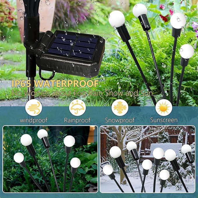 Solar Garden Lights Outdoor, 4 Pack 40 LED Solar Firefly Lights Waterproof, Sway by Wind, Solar Swaying Light for Yard Patio Backyard Garden Planter Flower Bed Pathway Outdoor Decoration (Warm White)
