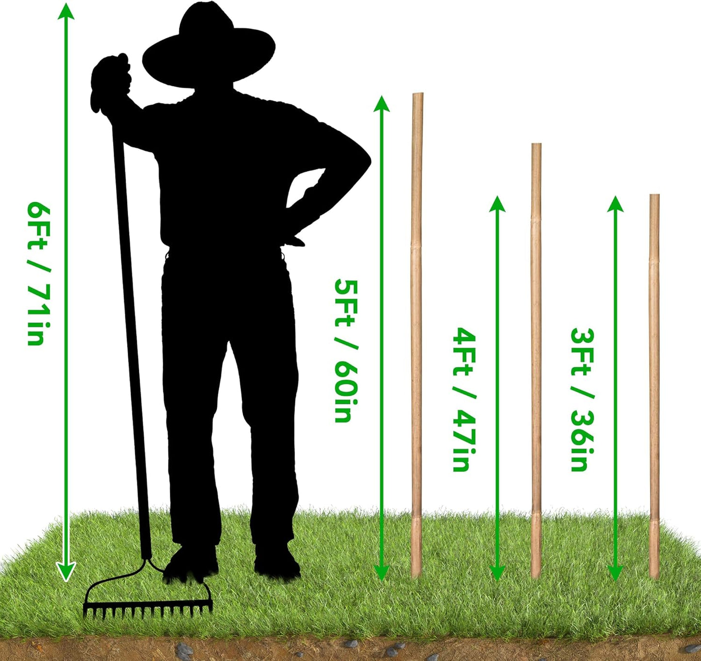 SWANGSA 40 Pack 4 Feet Bamboo Stakes for Plant, Bamboo Sticks Plant Support Garden Stakes Poles with 200pcs Twist Ties for Tomatoes, Beans, Flowers, Potted Plants, Indoor and Outdoor Climbing Plants