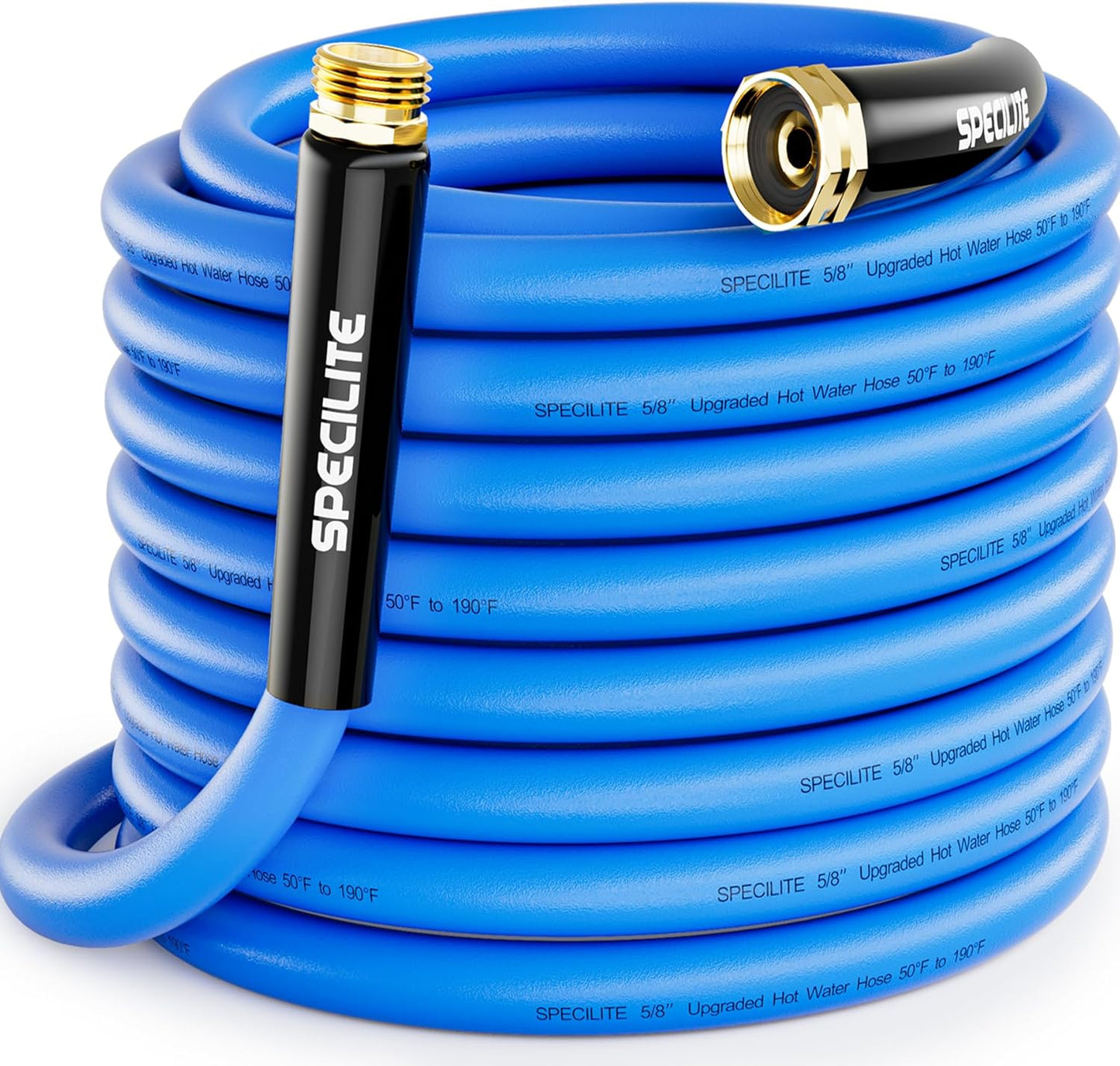 Hot/Cold Garden Water Hose 75 ftx 5/8 in, -50℉ To 190℉, Heavy Duty, Flexible, Burst 605 Psi, Lightweigh, Upgraded Rubber Pipe with 3/4" Brass Fittings For Backyard, Outdoor, Farm, Blue