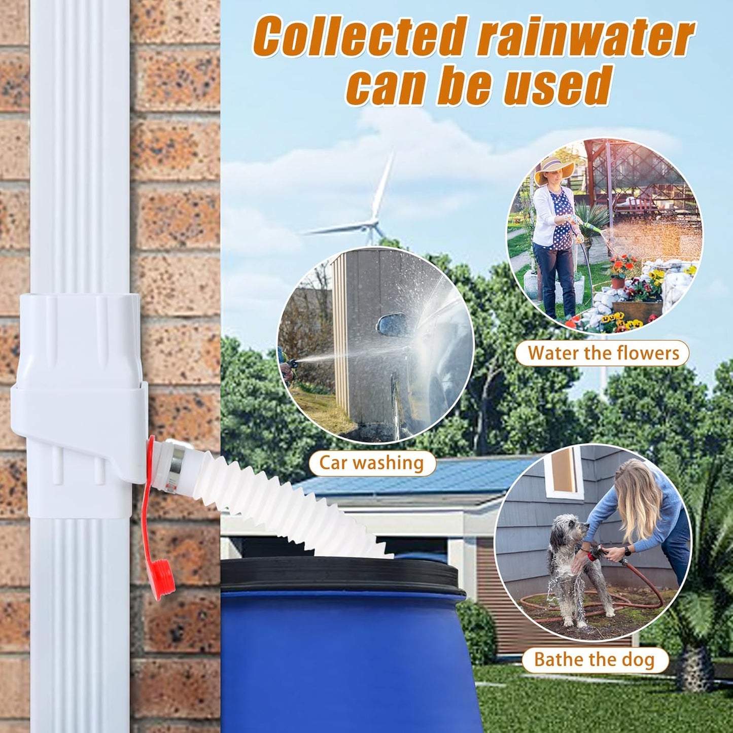 Rainwater Collection System Downspout Diverter for Collecting Rainwater Rain Barrel Diverter Kit Transfer Gutter Downspout(White)