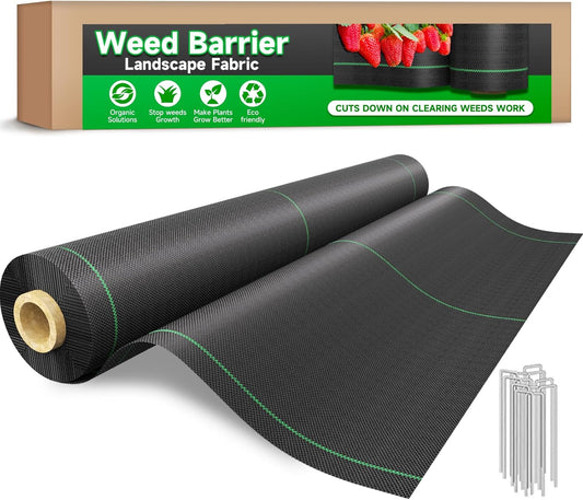 Weed Barrier Fabric for Weed Control – 13FT x 115FT with Staples, Heavy-Duty Landscape Fabric, Driveway Fabric 3.5OZ for Garden, Gravel, Pathways, Erosion Control, Construction, and Outdoor Projects