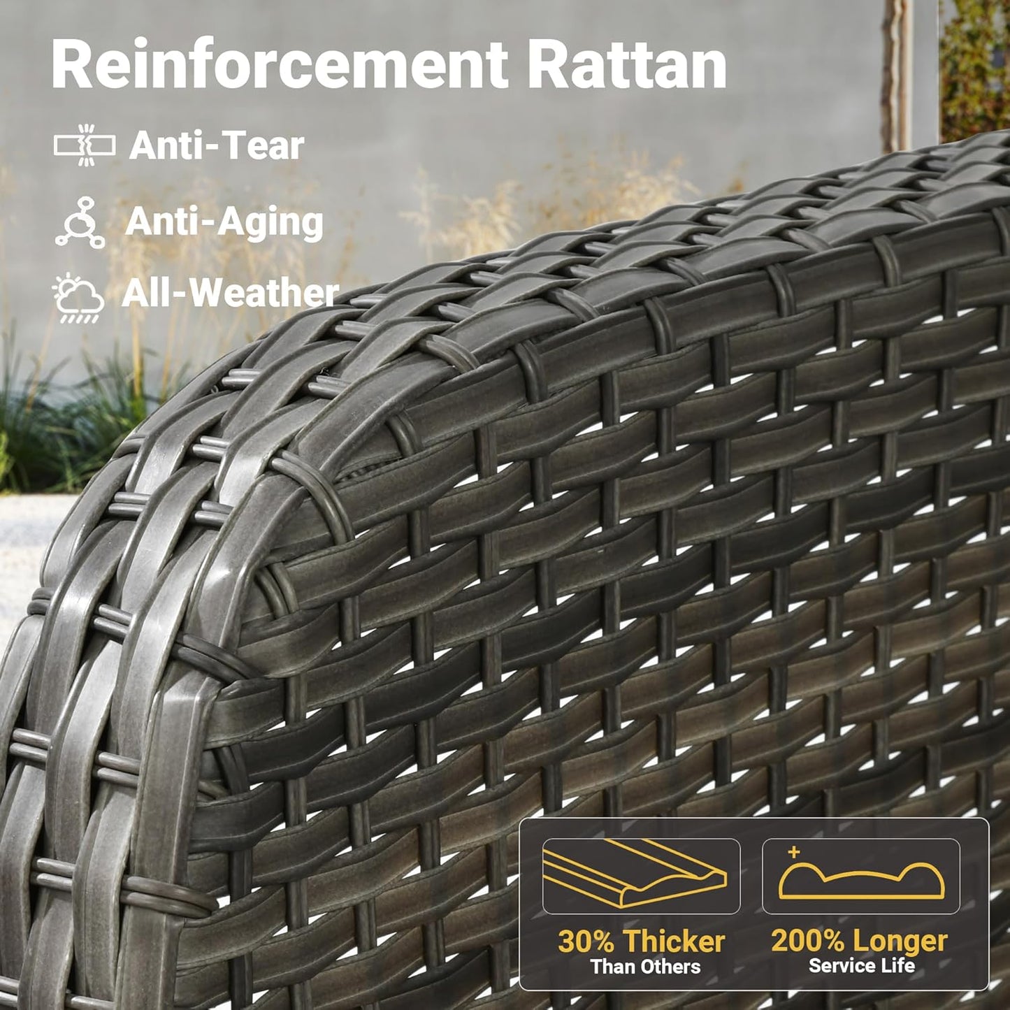 ovios 2 Pieces Patio Furniture Set, Outdoor Wicker Chairs of 2, All Weather High Back Rattan Chairs 2-Seater with Comfy Cushions for Porch Deck, Dark Grey