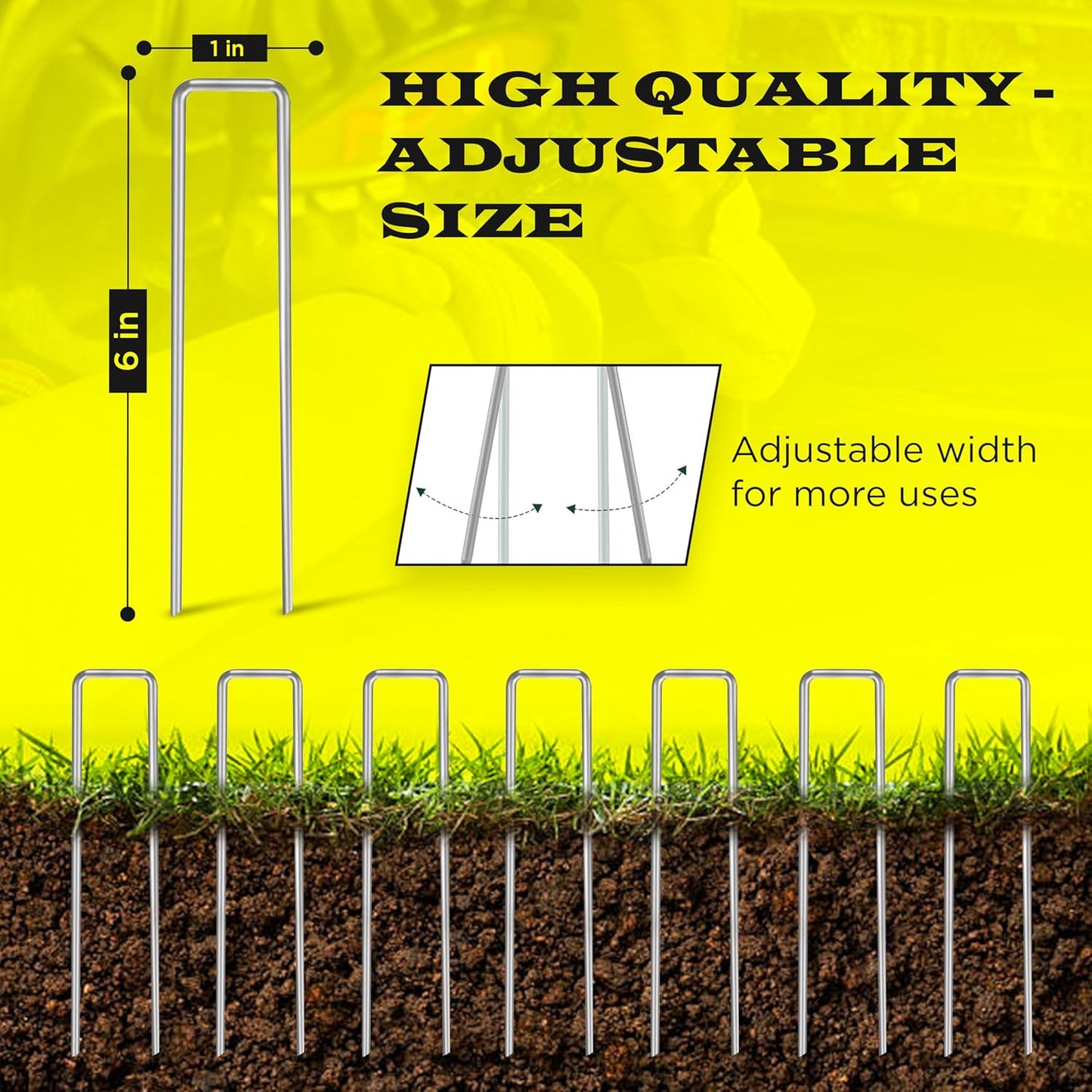 250 Pack x 6 Inch Landscape Staples Galvanised, Fabric Pins, 11 Gauge, Garden Staples, Tent Stakes, Fabric Pins for Lawn, Fence, Tent, Decoration, Weed Barrier, Outdoor. (250 x 6in)