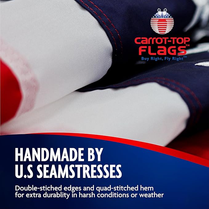 Carrot-Top Patriarch Polyester American Flag for Outside & Inside 5x8 - US Flag, Outdoor, United States Flag Made in USA, Heavy Duty w/Brass Grommets