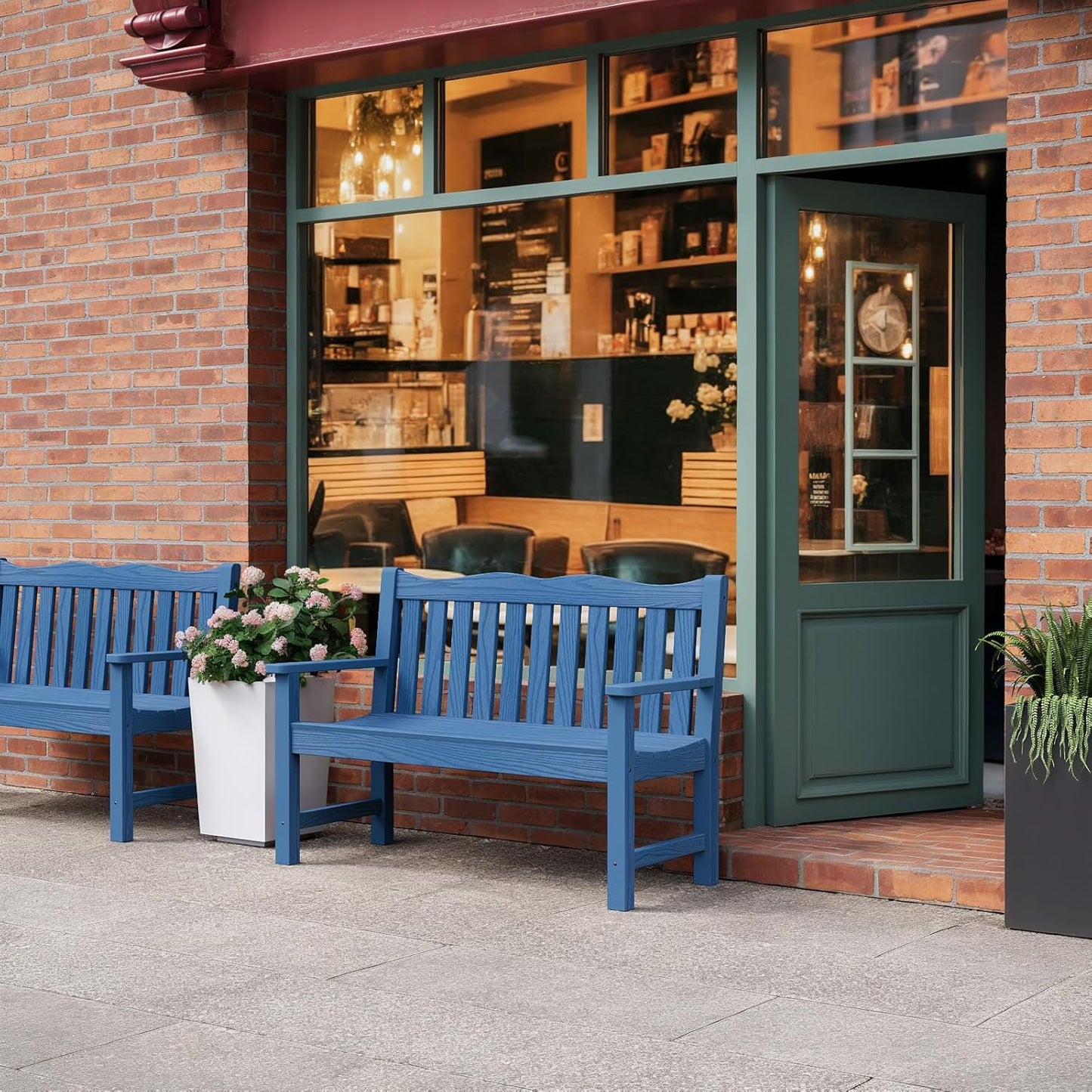 Stoog Outdoor Bench, 2-Person All-Weather HIPS Garden Bench with 800 lbs Weight Capacity, Never Rot or Fade, Waterproof Bench, for Outdoor, Patio, Garden, Porch, Backyard and Park, Blue