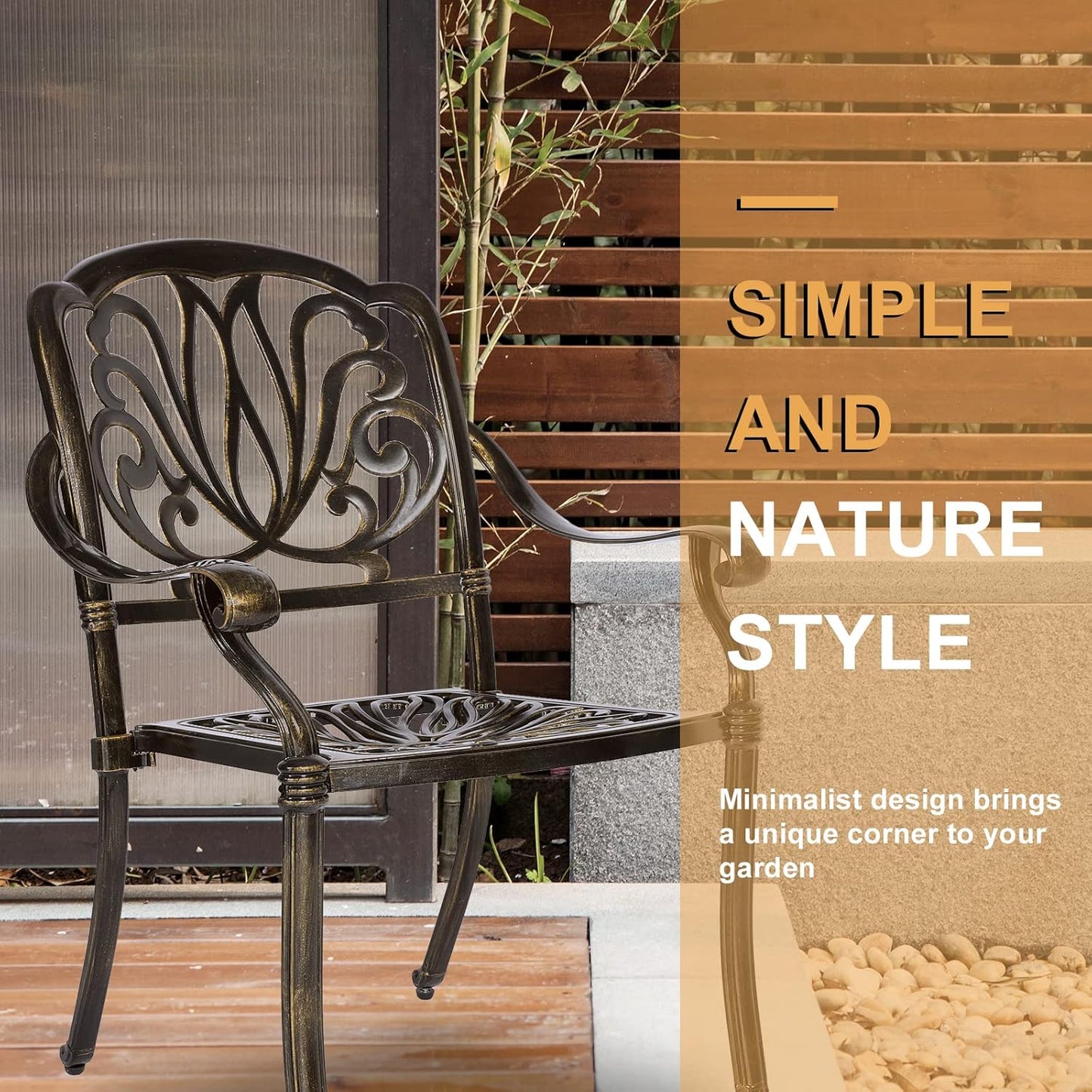 3-Piece Outdoor Patio Dining Set, All-Weather Cast Aluminum Patio Furniture Set for Backyard Garden Deck with 2 Chairs and 31” Round Table, 2" Umbrella Hole