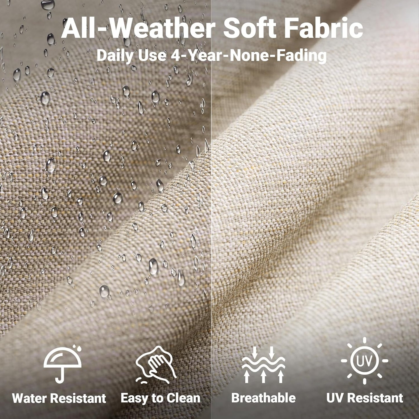 ovios 4 Pieces Patio Furniture Set, Outdoor Wicker Sofa with Coffee Table, Chairs, All Weather High Back Rattan Loveseat Couch with Comfy Cushions, Beige