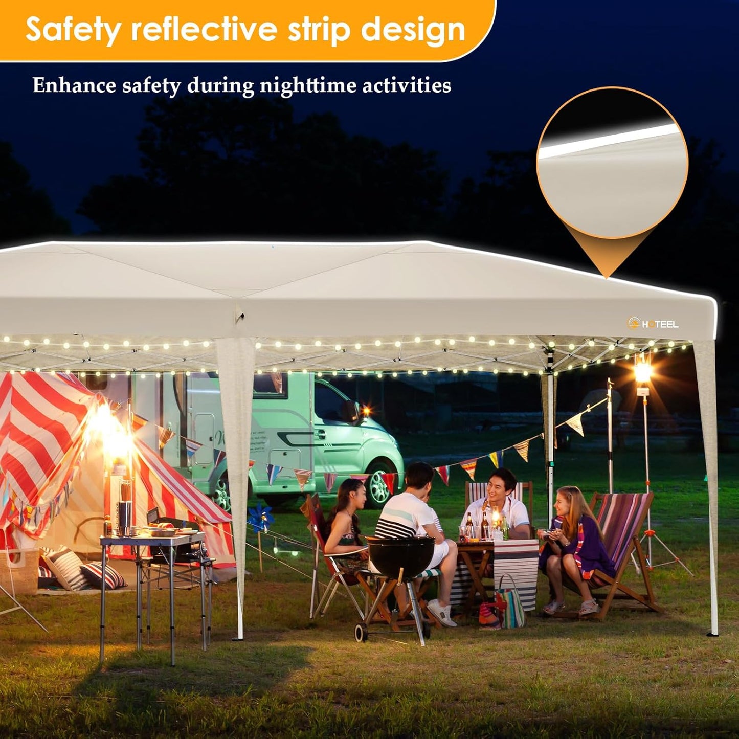 HOTEEL 10x20 Pop up Canopy with 6 Sidewalls, One Push Instant Setup Outdoor Canopy Tent with Reinforce Rod, Weight Bag, for Parties, Events, Khaki