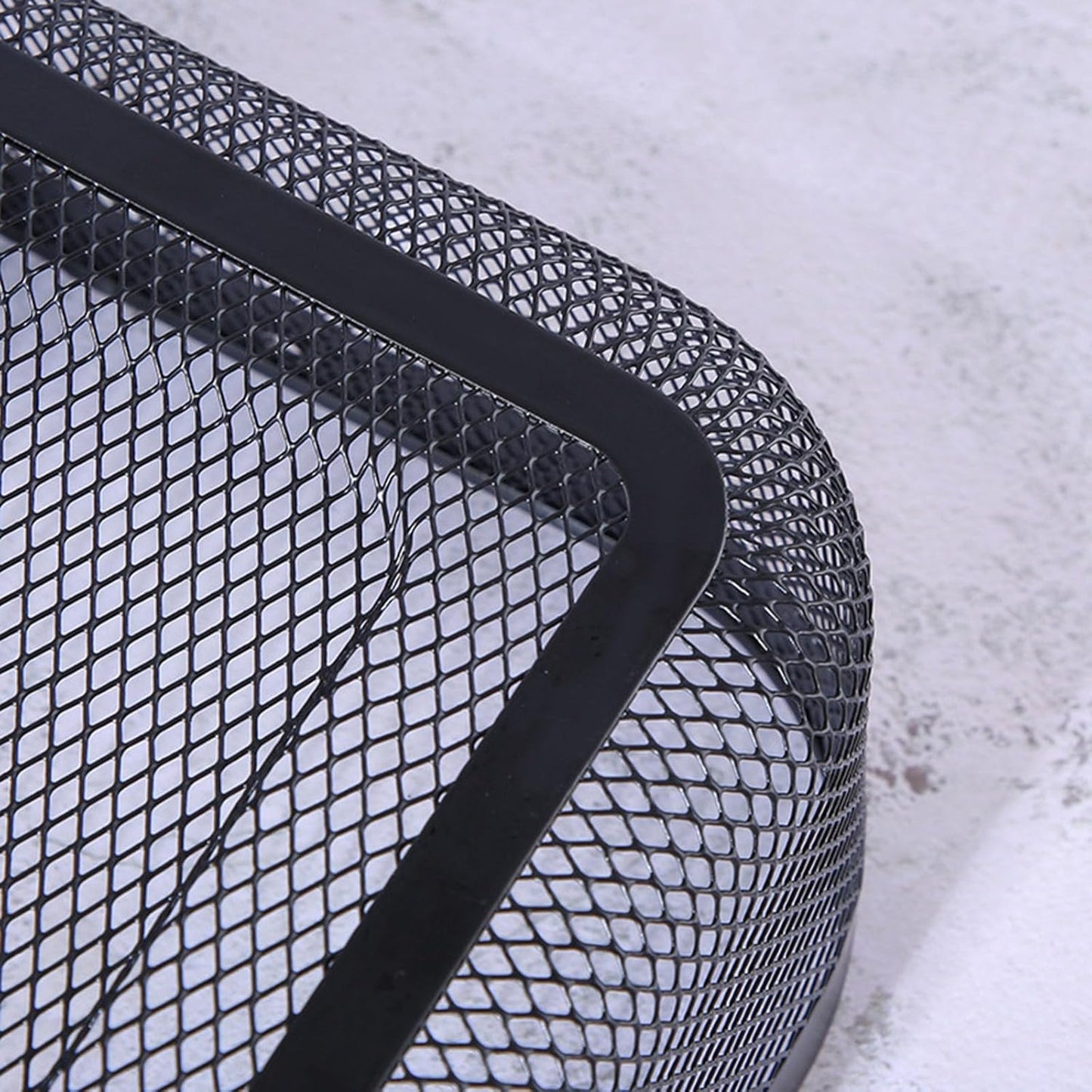 Metal Mesh Steel Basket, Storage Organizer Basket Garden Harvest Basket Multi-functional Kitchen Fruit Baskets Bin with Wooden Handle for Bathroom Picnic Shopping Decor Cabinet Home, Black