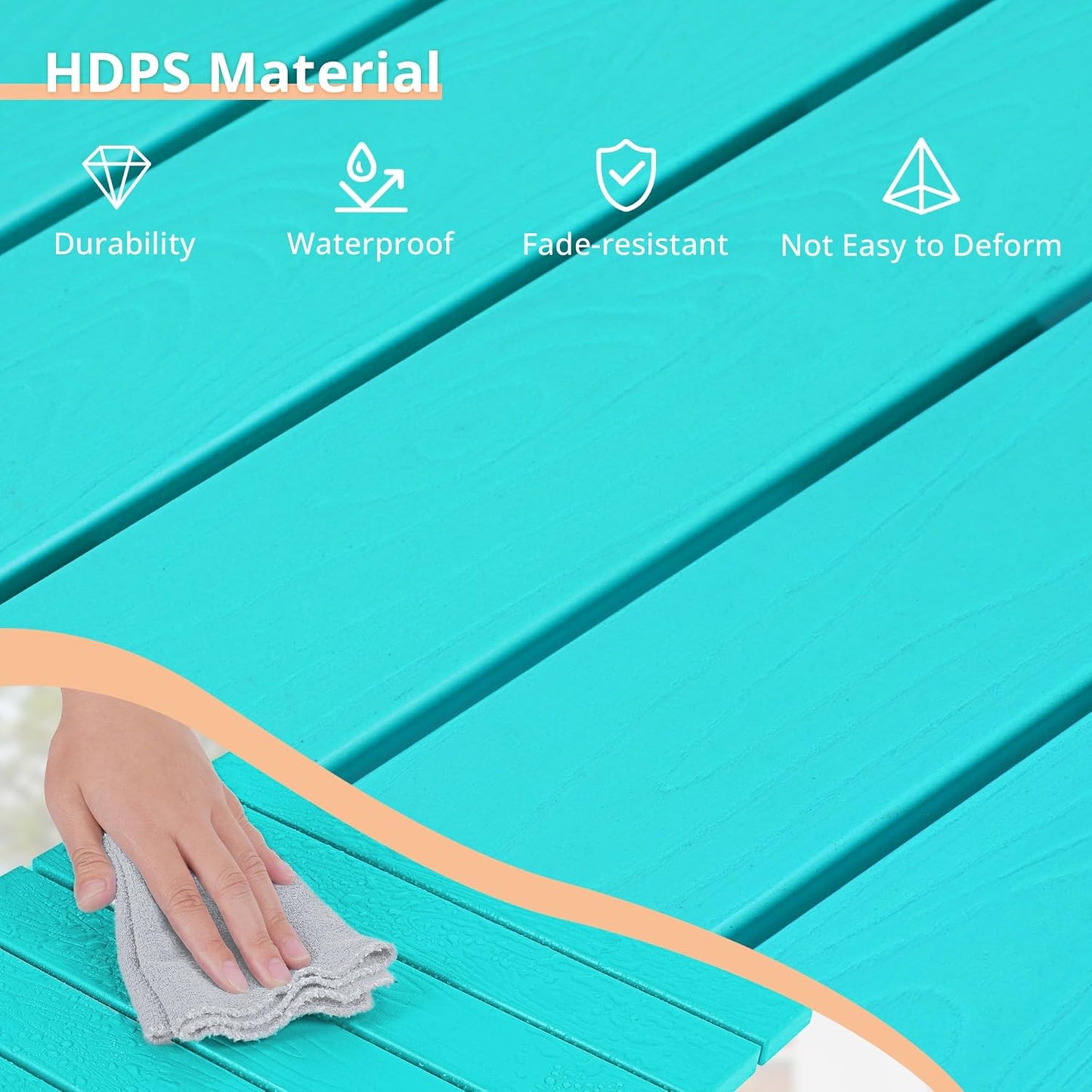 LUE BONA Small Outdoor Folding Side Table, HDPS Outside End Table for Patio, Porch, Deck, Pool, 14 Inch Height, Aruba Blue