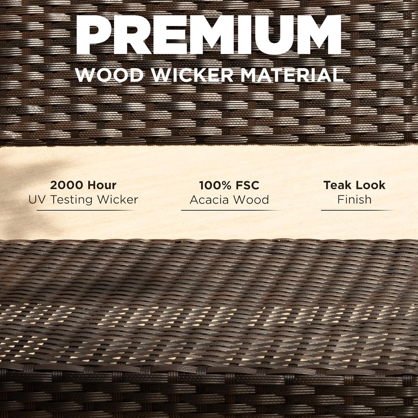 IDZO Solid Wood Wicker Rocking Chairs Set of 2 with End Table