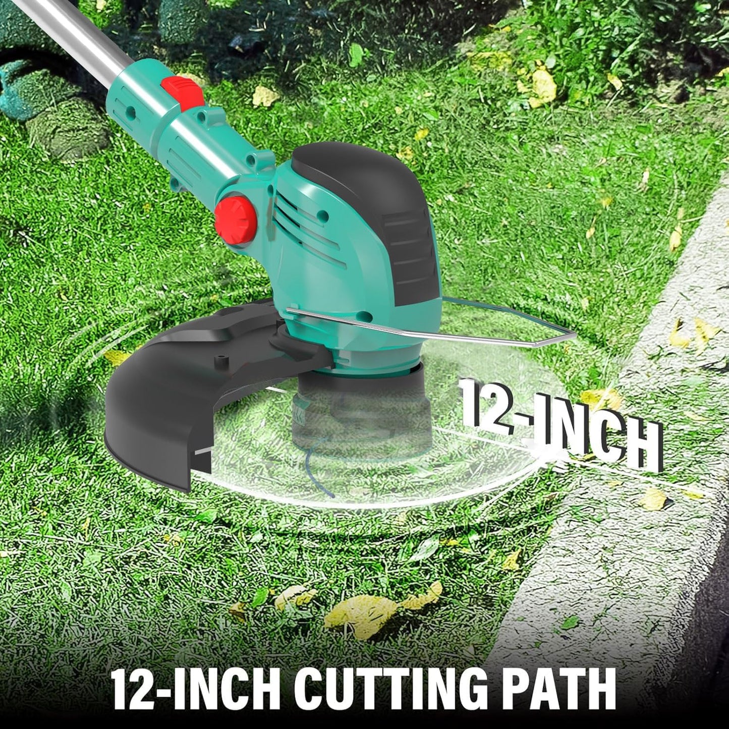 Electric Weed Wacker Cordless,21V Electric Weed Cordless Eater Battery Powered with 2 x 4.0Ah Batteries, 3-in-1 Grass Trimmer/Edger/Brush Cutter, String Trimmer, Adjustable Shaft