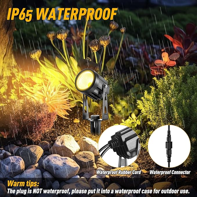 ECOWHO Landscape Lights Outdoor, 3W 12V Low Voltage Landscape Lighting Kit with Transformer, 2700K Super Warm White (1800LM) Waterproof LED Spot Lights for House Garden Yard Pathway Tree 6 Pack