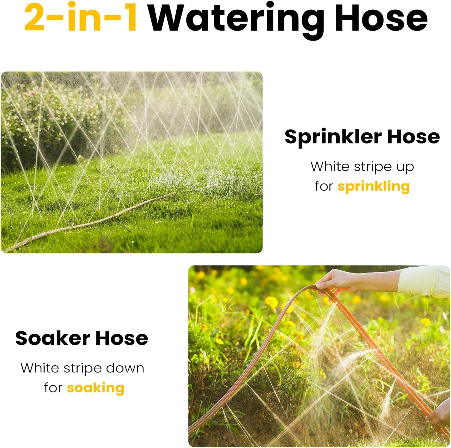 LINEX Sprinkler Soaker Hose 75 ft for Garden, Watering Hose with Holes, High-Efficiency Sprinklers System for Lawn and Garden with Staples