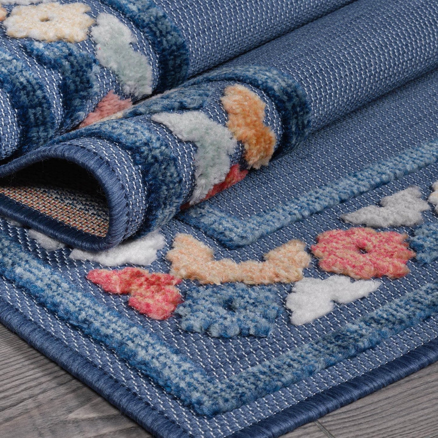 Beverly Rug Outdoor Rug 6x9 Modern Bordered Area Rugs for Indoor and Outdoor Patio Easy to Clean Non Shedding Living Room Porch Garden Washable Outside Carpet (6 x 9 Blue)