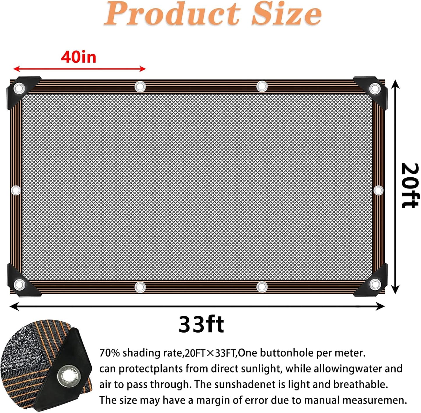 QLOFEI 20'x30' Shade Cloth - for Plants Greenhouse, 70% Sunblock Shade Sails -for Outdoor Garden Pergola Patio Lawn Sun Shade Cloths for Kennel Chicken Coop Easier to Hang Plant Shade Net Cover