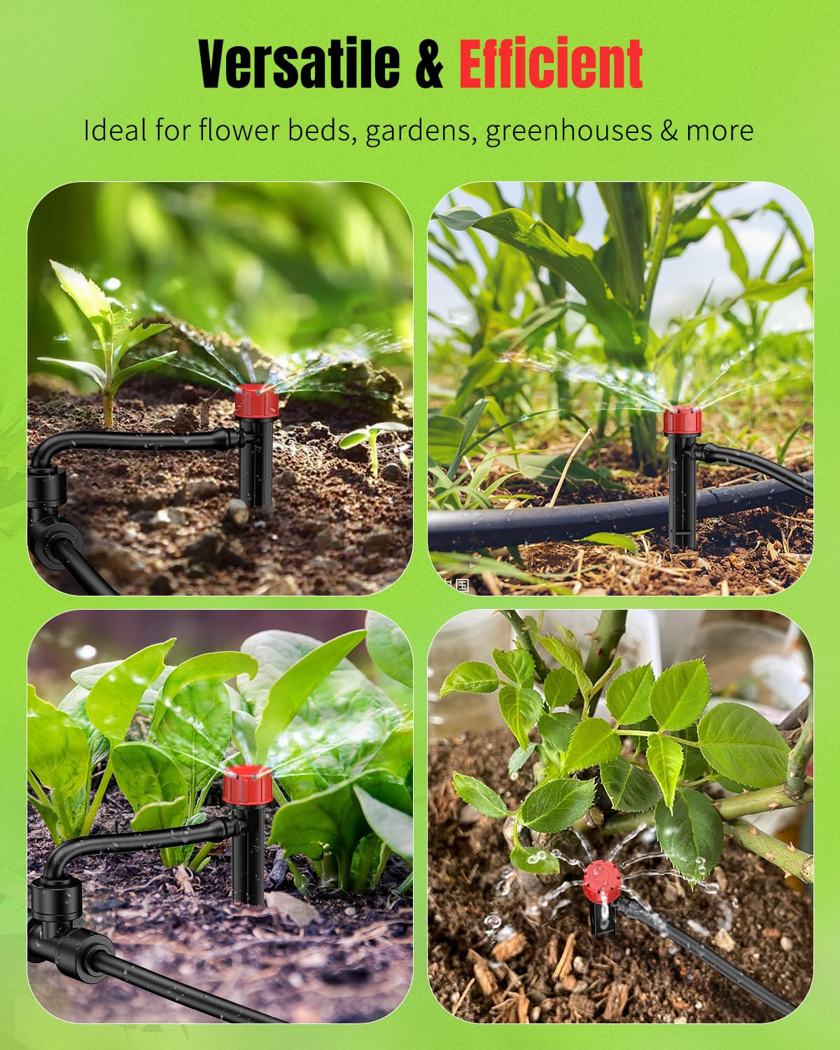 Pawfly 100 Pcs Drip Irrigation Emitters, Drip Emitters with Adjustable 360 Degree Water Flow, Garden Drippers for Plants Watering System, Sprinkler Heads for 1/4" Drip Irrigation Tubing