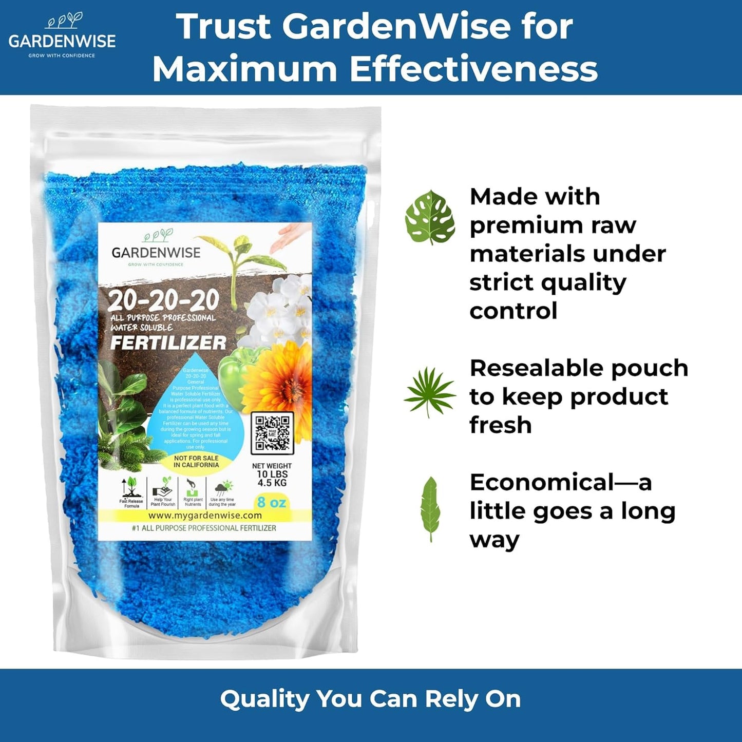 20-20-20 Water-Soluble Fertilizer – Powder for Liquid Plant Food for Indoor & Outdoor Plants, Orchids, Vegetables, Lawns, Flowers – 20 20 20 Fertilizer 1/2 Quart (1 lb)