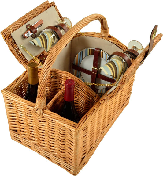 Picnic at Ascot Vineyard Willow Picnic Basket with service for 2 - Santa Cruz