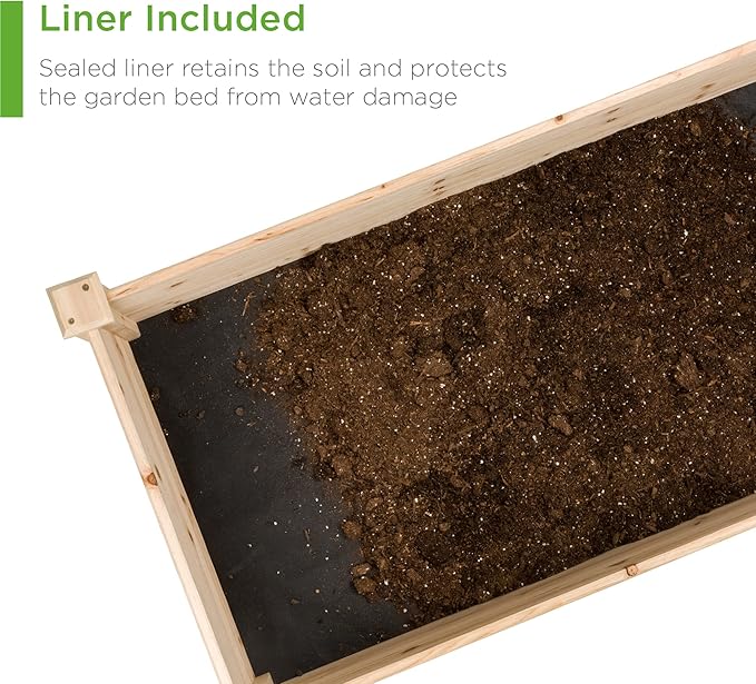 Best Choice Products 8x2ft Outdoor Wooden Raised Garden Bed Planter for Vegetables, Grass, Lawn, Yard - Natural