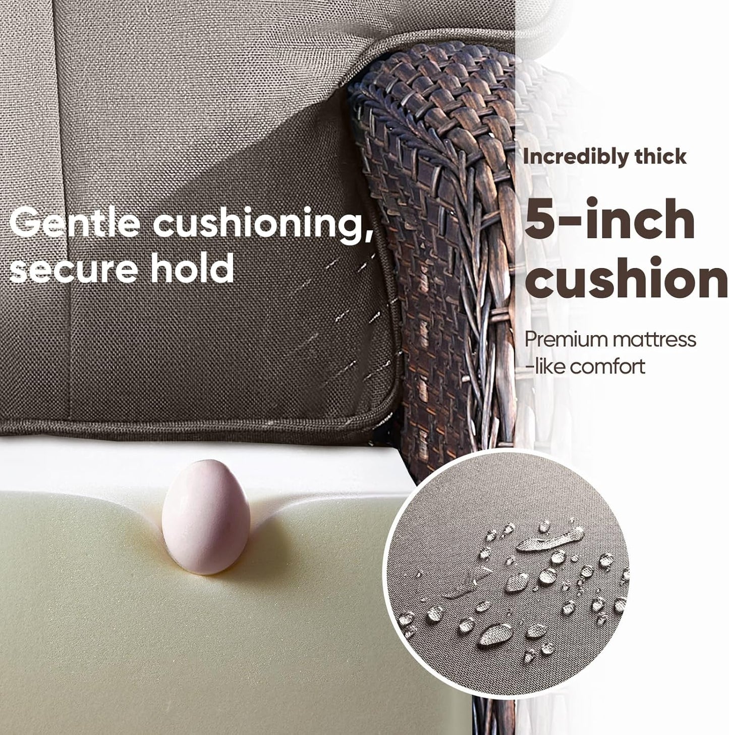 9-Piece Rotating Balcony Chair Set with 31-inch T-Shaped Wide backrest - Rattan Outdoor Rotating Balcony Chairs, Wide backrest Comfortable Outdoor Sliding Chair - Brown | Grey