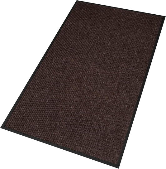 Low Profile Rubber Door Mat, 72x48inch, Heavy Duty, Entrance Doormat, Indoor and Outdoor, Waterproof, Easy Clean Shoe Scraper, Home Rug Welcome Mats for Entryway, Patio, Porch, Brown