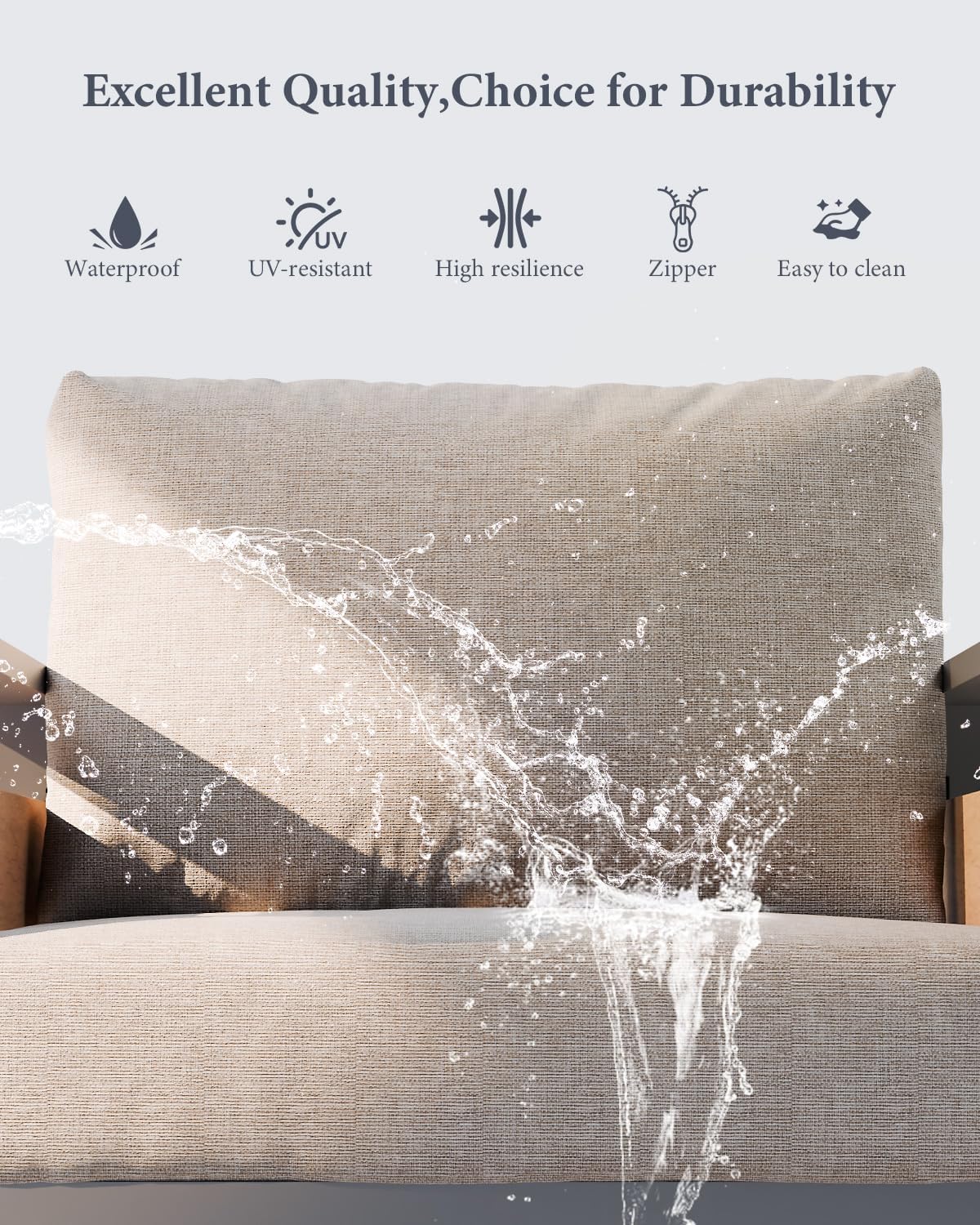 ZANDOR Outdoor Patio Conversation Sets, 4-Piece Aluminum Metal Outside Sectional Lawn Furniture with Coffee Table & Washable Thick Cushions,Seating Sofa for Garden/Backyard/Porch, Grey