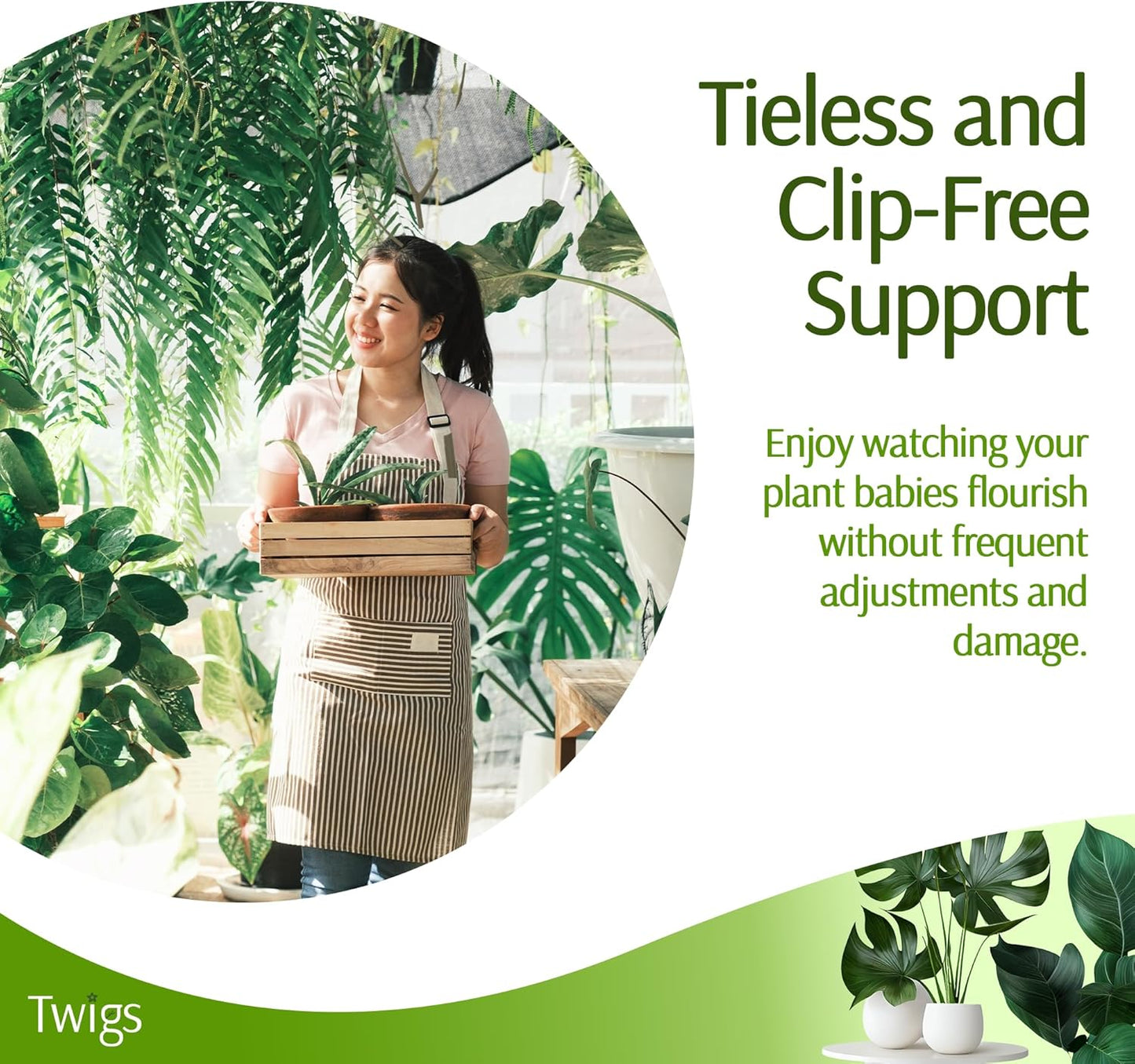 Stackable Plant Support Stakes, Stem Holder Structure for Indoor & Outdoor Use, Garden Accessories for Climbing & Potted Plants, Trellis Alternative - Monstera (Dark Green), 10 Pack, 17" L