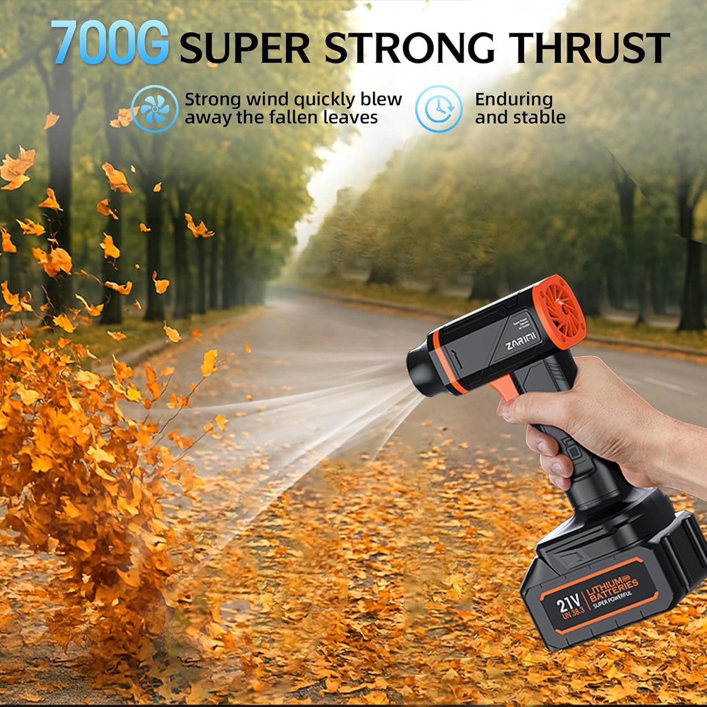 Leaf Blower Cordless with Brushless Motor, 1000000RPM Handheld Electric Leaf Blower with 2 X 4.0Ah Batteries & Charger, Lightweight Leaf Blowers for Patio Cleaning, Lawn Care, Blowing Fallen Leaves