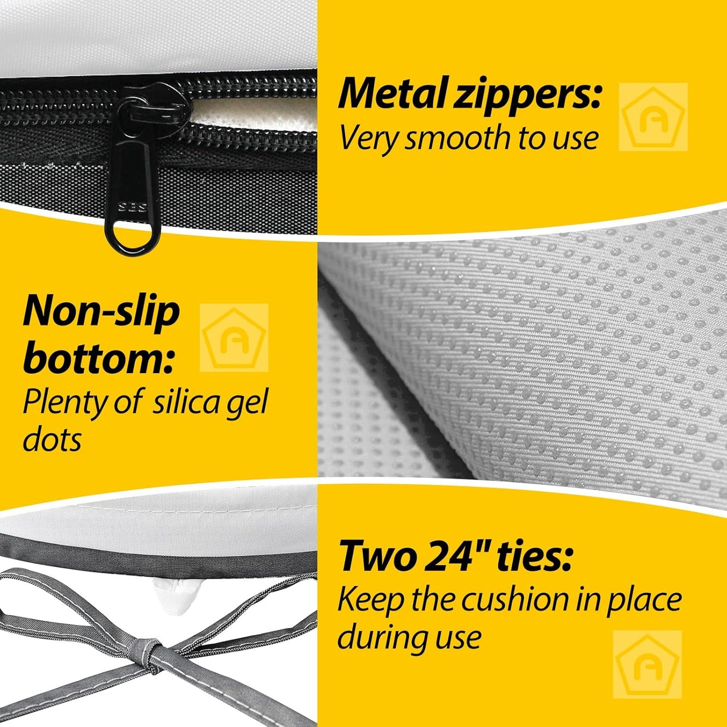 AAAAAcessories Outdoor Seat Cushions for Chairs, Waterproof, Fade-Resistant Patio Furniture Replacement Cushions, 15" x 15" x 2", Set of 2, Gray Cabana Stripe