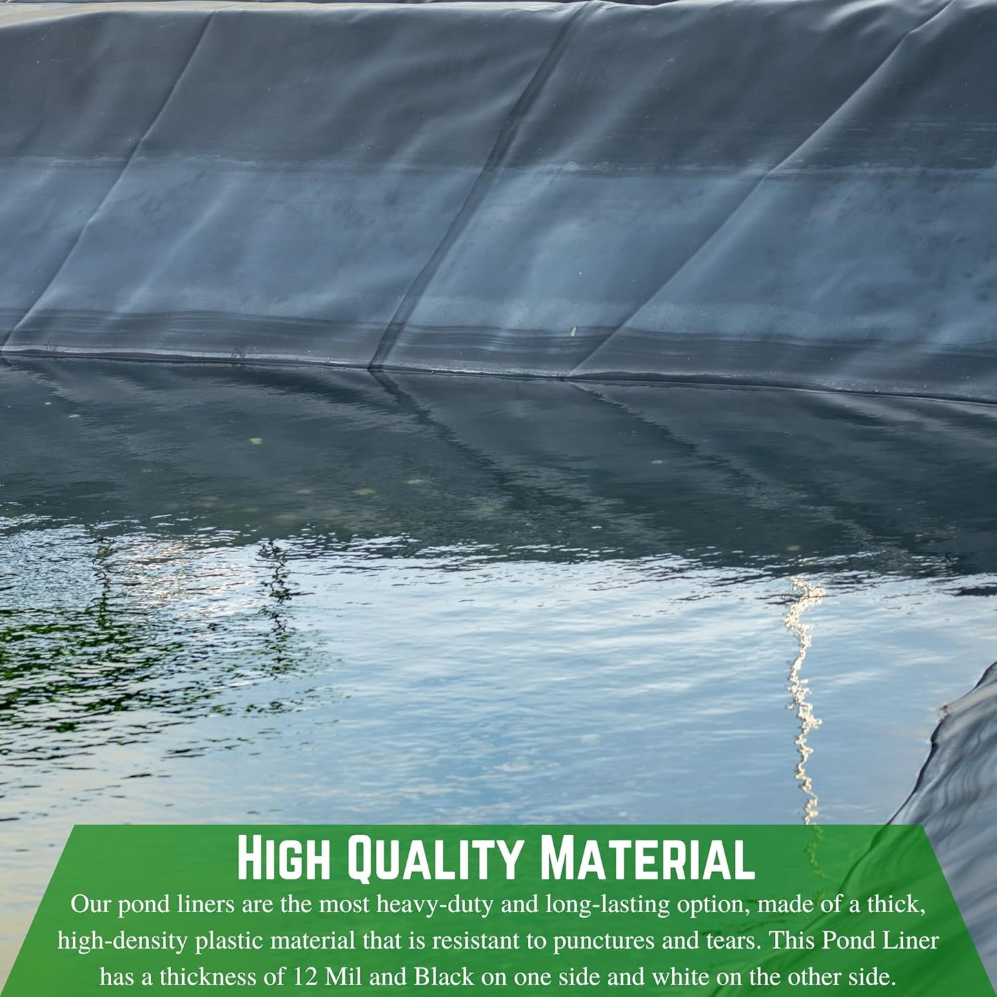 Farm Plastic Supply - 12 Mil String Reinforced Black/White Pond Liner - 12 Mil Fish Pond HDPE Liner, Pond Liners for Outdoor Ponds, Koi Ponds, Garden Fountain, Containment Liner (6' x 20')