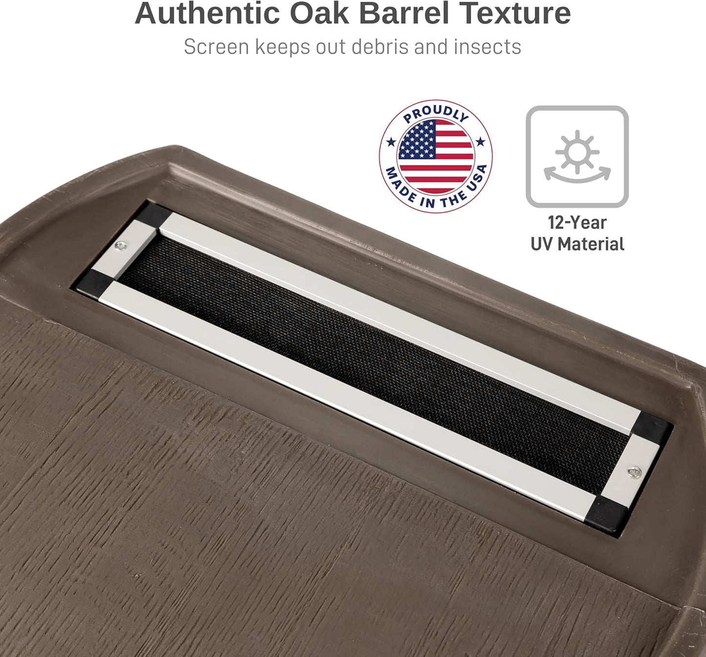 50-Gallon Rain Barrel with Link Kit, Flat Back Rain Water Collection Barrel, Link Kit Included, Walnut Color (2 Pack)