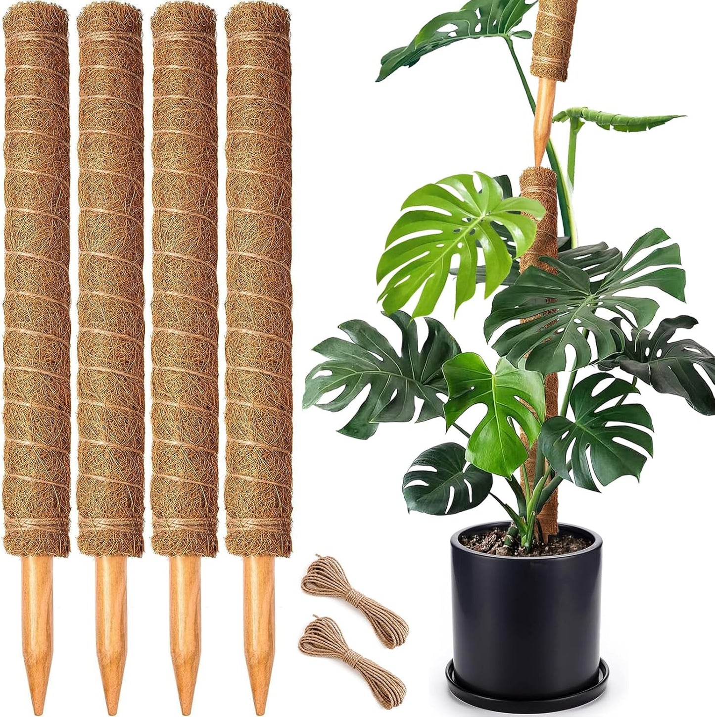 4 Pack 22 Inch Moss Poles, Stackable Moss Pole for Plants Monstera, 70 Inch Tall Moss Poles for Climbing Plants Indoor, Coir Totem Plant Support Stakes Stand for Potted Plants, Pothos