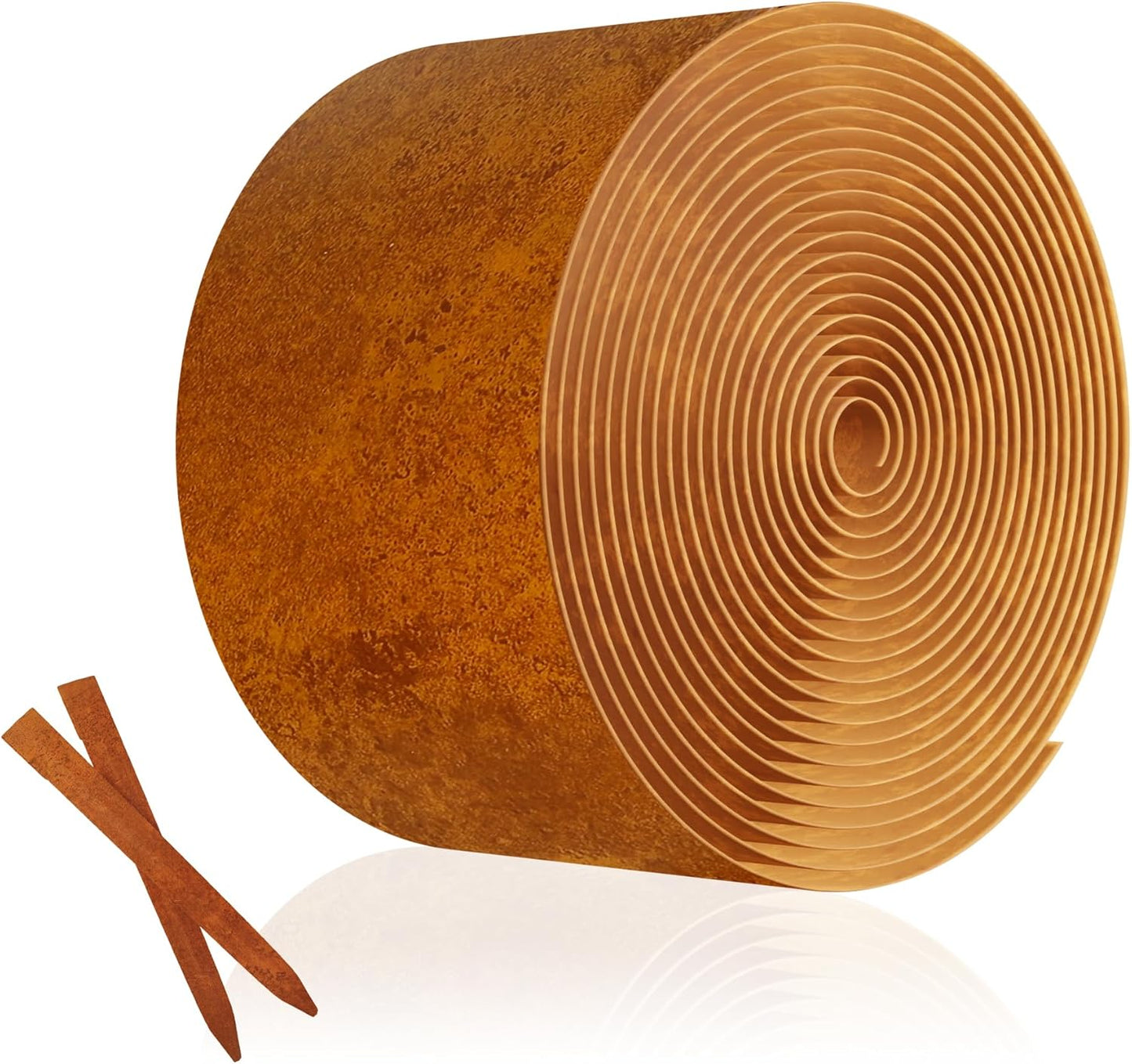 Metal Garden Landscape Edging with 16Pcs Stakes, 4.5" x 50Ft Galvanized Steel Lawn Edgings Roll Flexible Coil Border for Landcaping,Flower Bed,Rusty