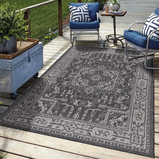 Keen Home Design Terrace Outdoor Area Rug - 5x8 Washable Indoor/Outdoor Rug for Patio, Kitchen, Balcony, Beach, Garden, Deck and Porch, Size: 5'3"x7'7"