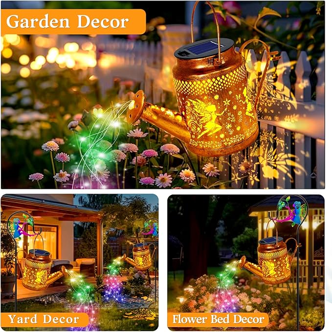 Solar Watering Can Lights, Fairy Hanging Lanterns Outdoor, Gardening Gifts for Mom Women Grandma Birthday, Waterproof Solar Lights Garden Decor for Outside Yard Art Patio Porch Lawn Backyard, 1 Pack