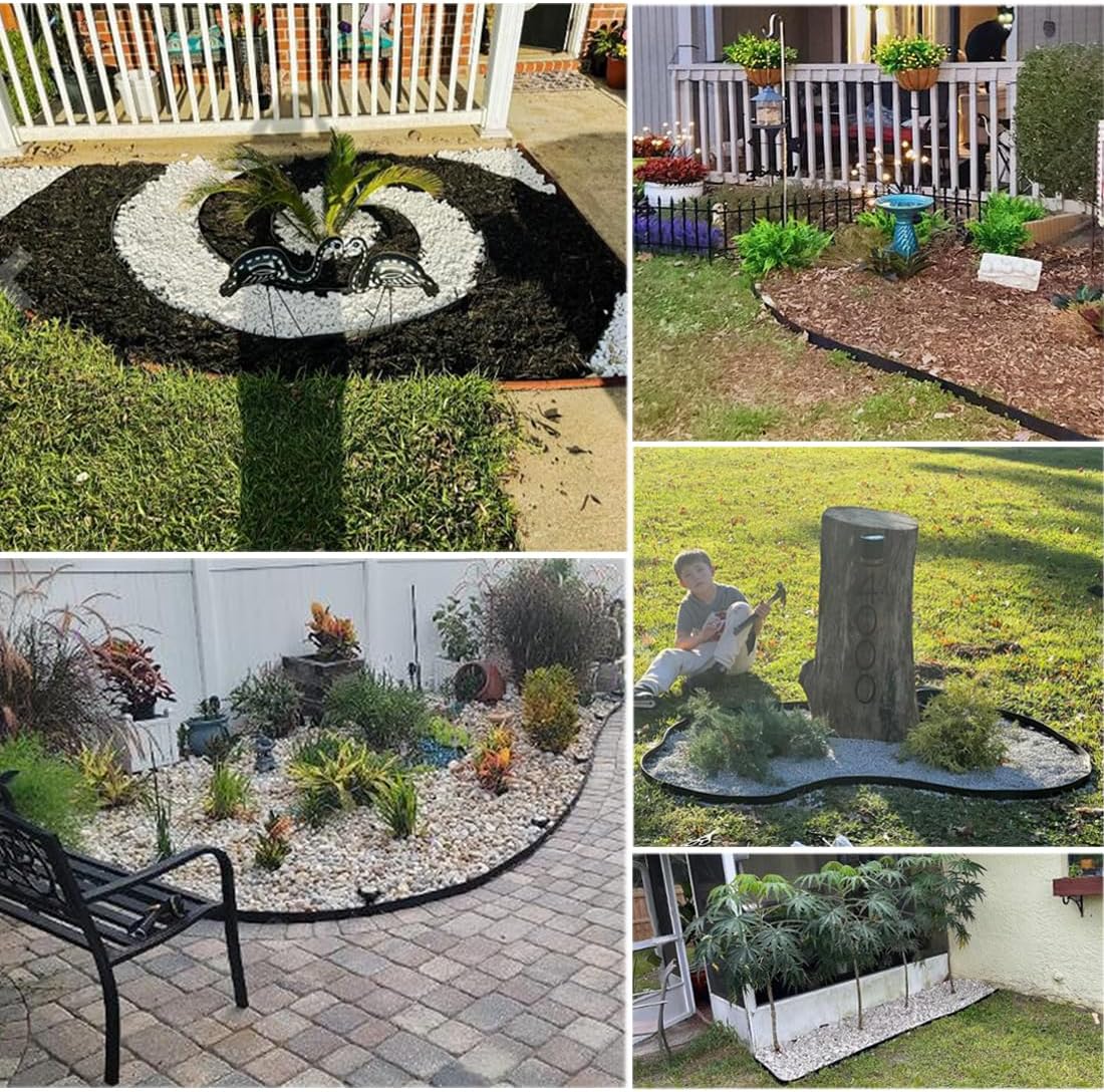 Landscape Edging 82FT,Garden Edging Borders Black [Extra Tall 4IN High] with 125pcs Plastic Stakes, Lawn Edging Flexible DIY Fence for Landscaping,Flower Bed,Grass,Gravel,Tree Surrounding