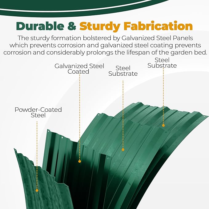Utopia Home Galvanized Raised Garden Bed, 4 by 2 by 1 feet Lightweight Planter Boxes Outdoor with Easy Assembly, Large Garden Bed for Vegetables, Fruits, Flowers, Green