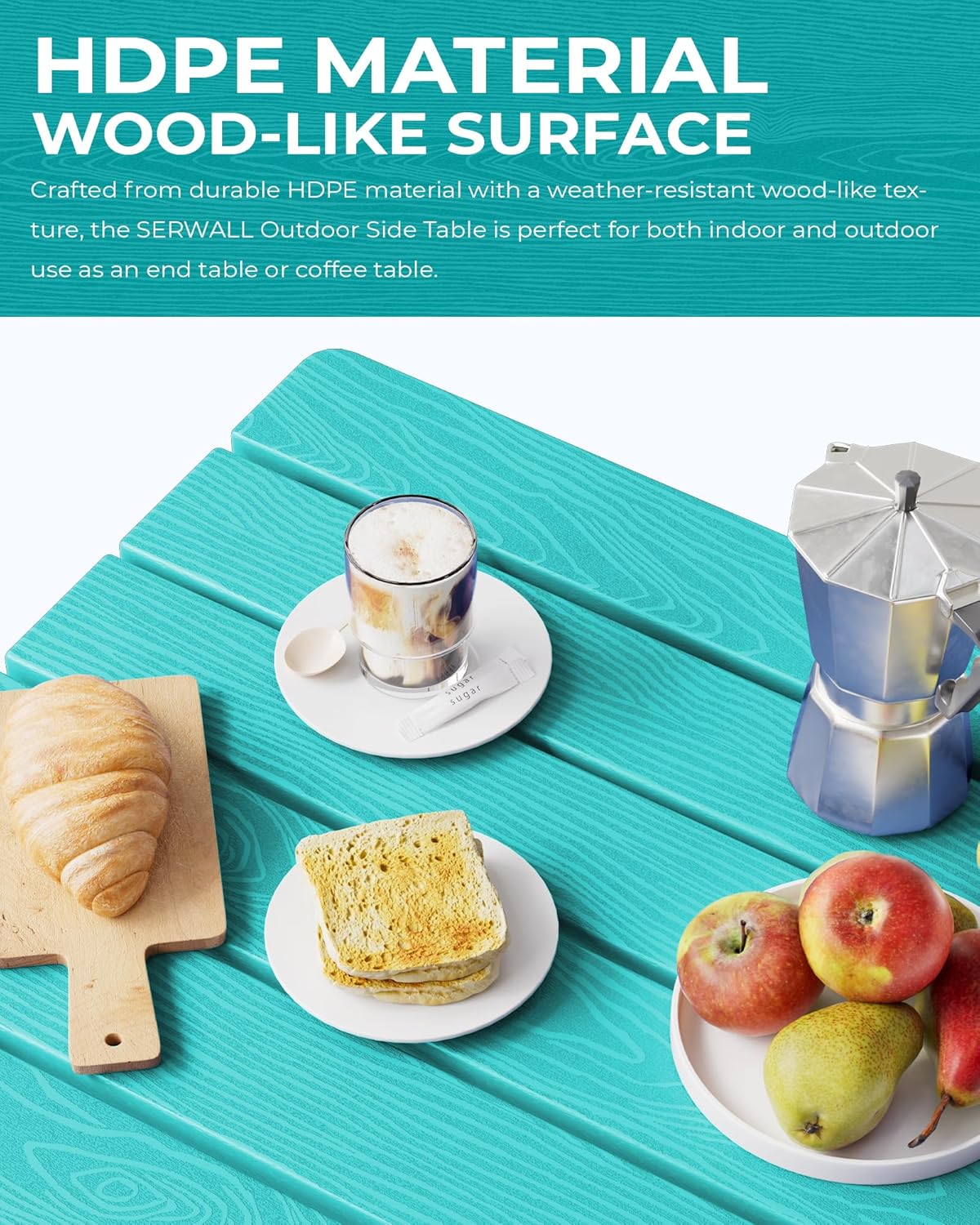 SERWALL Folding Outdoor Side Table Set of 2, Portable Adirondack Side Table, Aruba