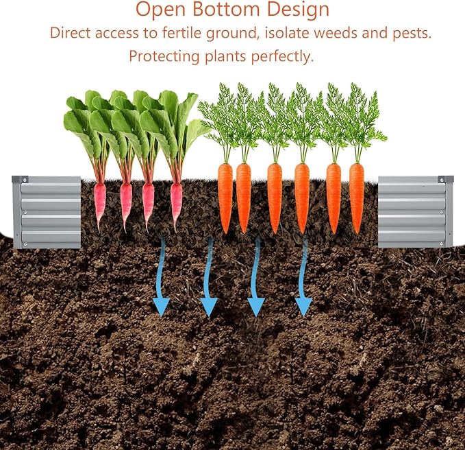 10x2x1ft(2 Pack) Galvanized Raised Garden Bed,Outdoor Planter Box Metal Patio Kit Planting Bed for Vegetables Flowers and Succulents,Silver