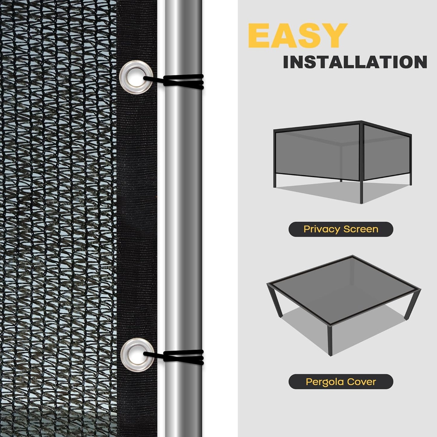 VICLLAX 70% Shade Cloth, 4x24FT Durable Black Mesh Trap with Every 3 FT Grommet, Sun Shade Fabric Netting for for Plants Cover, Greenhouse, Chicken Coop, Barn Kennel, Garden Patio