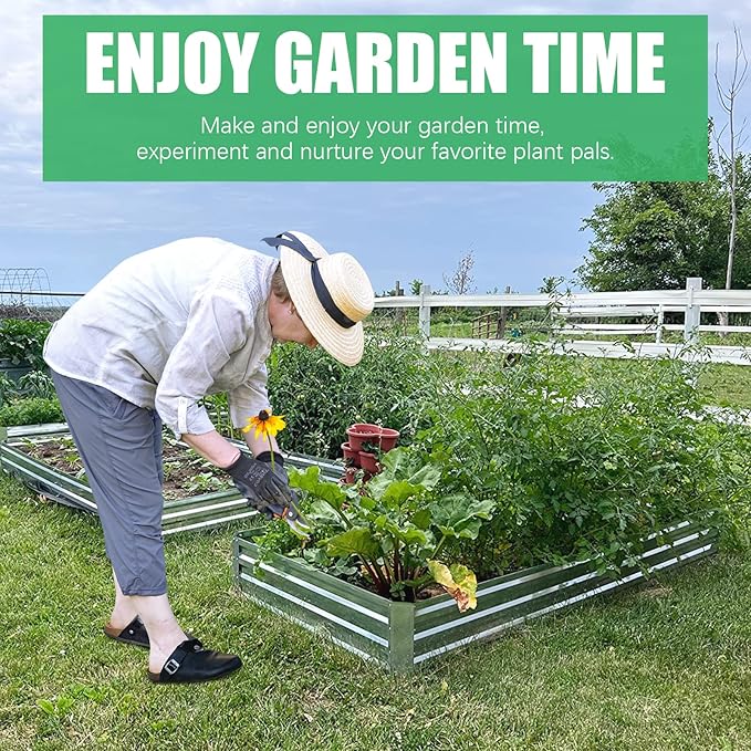 SnugNiture Galvanized Raised Garden Bed 8x4x1FT Outdoor Large Metal Planter Box Steel Kit for Planting Vegetables, Flowers