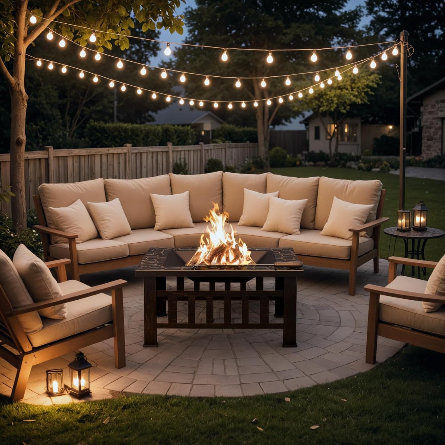 Devoko Outdoor Fire Pit, 32 Inch Firepit Table Metal Outdoor Fireplaces with Waterproof Cover for Outside Patio Camping (Bronze)