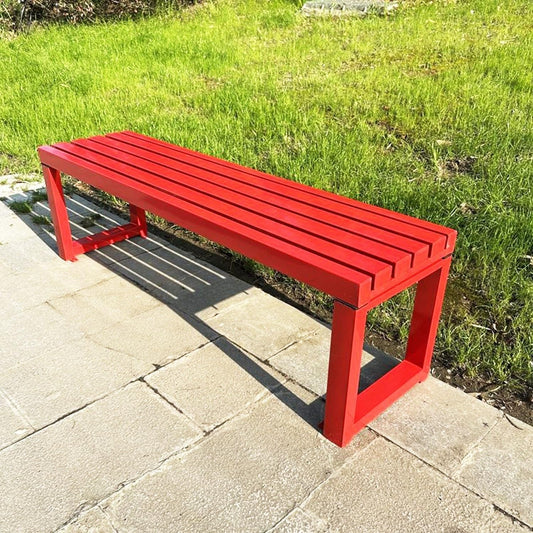 Weatherproof Metal Dining Bench, Outdoor Bench Backless Patio Bench 2-Person Farmhouse Bench Garden Bench for Kitchen, Living Room, Entryway(Red,47in)