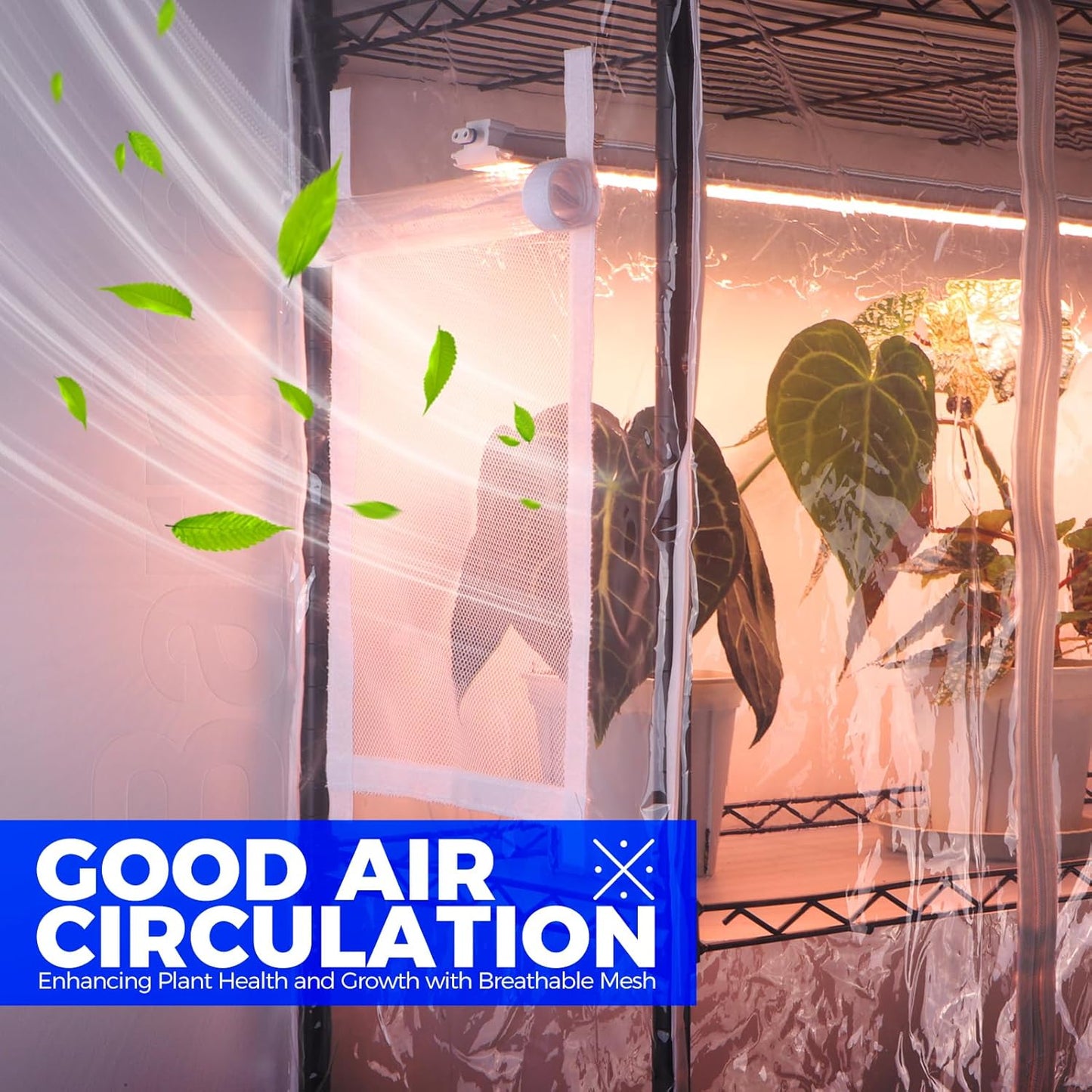 Barrina CX2Z Greenhouse with Grow Light for Indoor Plant & Seedlings, 6-Tier Plant Shelf with 2FT 30W(Per Light) Full Spectrum Plant Lights, 3 Adjustable Spectrum and Timer, 29x14x71 Inches