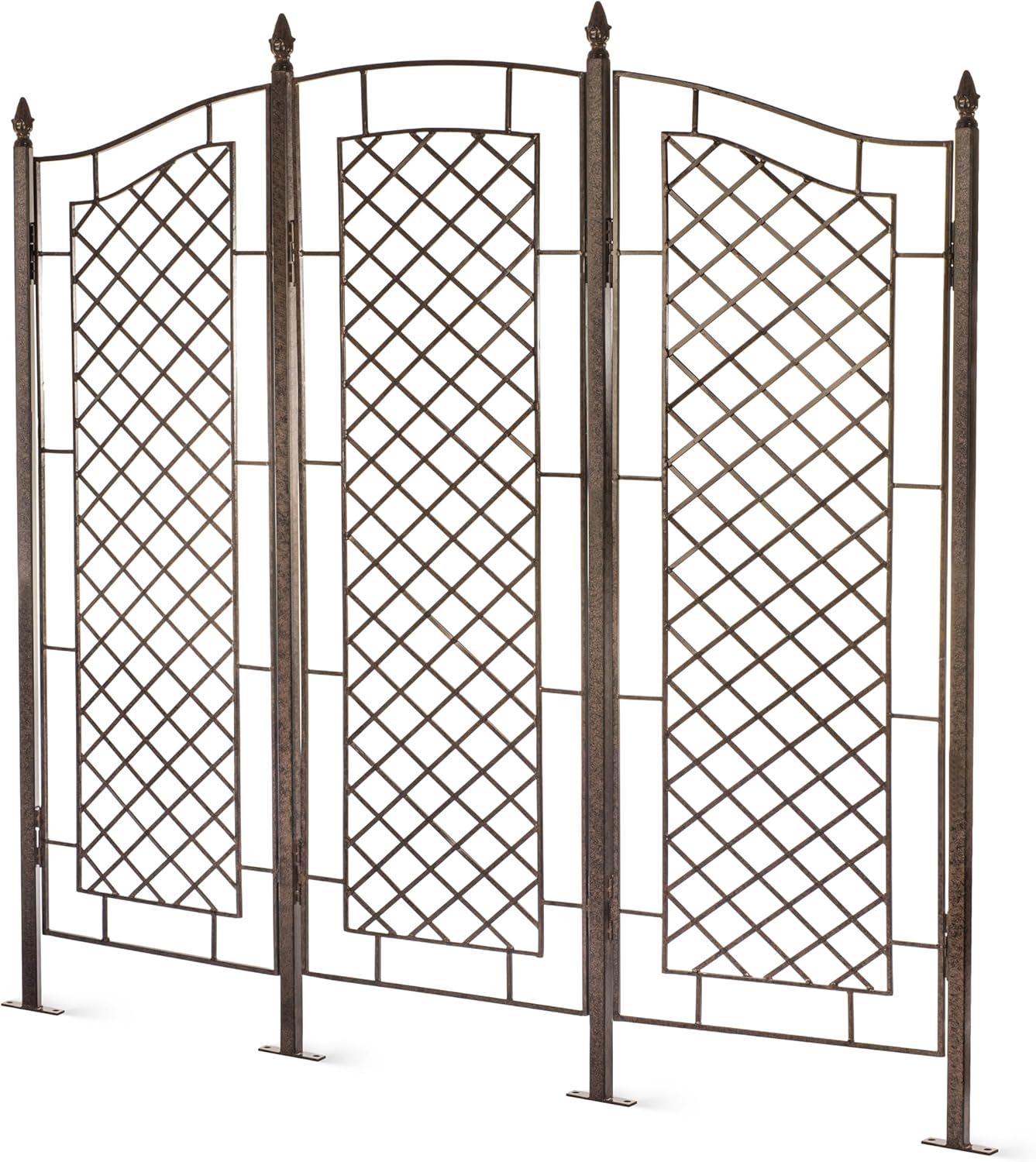 H Potter Large Garden Trellis for Climbing Plants Wrought Iron Metal 3 Panel Ivy Garden Privacy Screen Patio Deck GAR573L