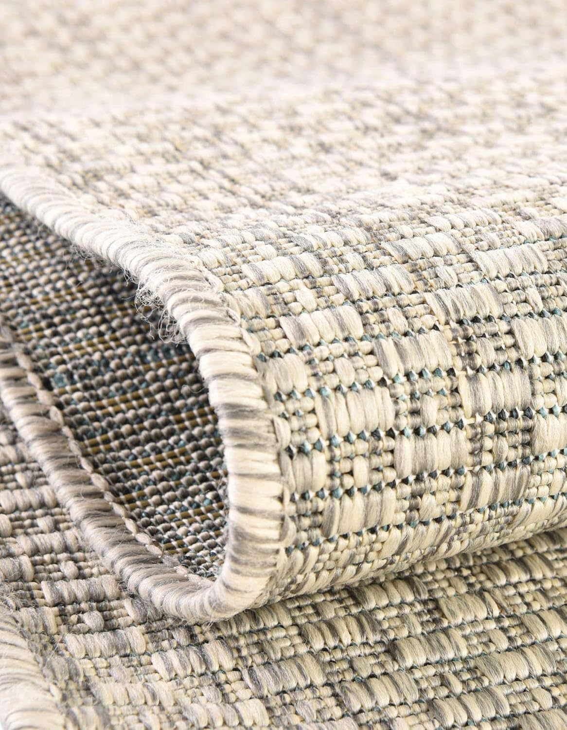 Unique Loom Outdoor Solid Collection Area Rug (6' 1" Square Light Gray/Ivory)