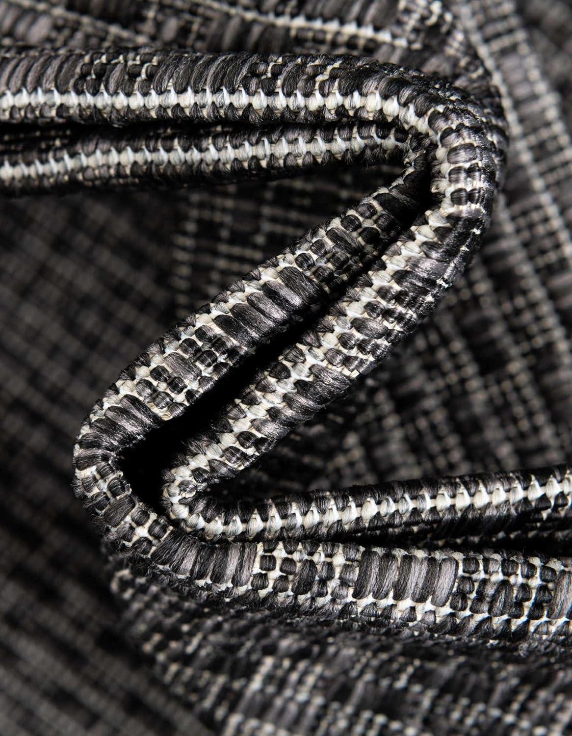 Unique Loom Collection Casual Transitional Solid Heathered Indoor/Outdoor Flatweave Area Rug (13' Round, Black/Ivory)